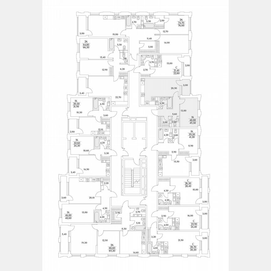 1-к. квартира, 49,5 м², 5/13 эт.