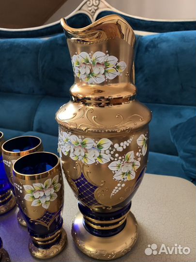 Графин со стаканами богемия