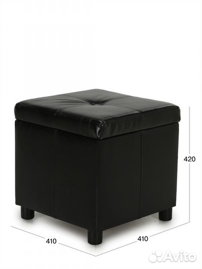 Пуф Beneli квин, черный, Экокожа, с ящиком для хра