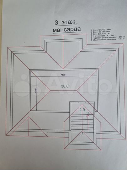 Коттедж 261 м² на участке 10 сот.