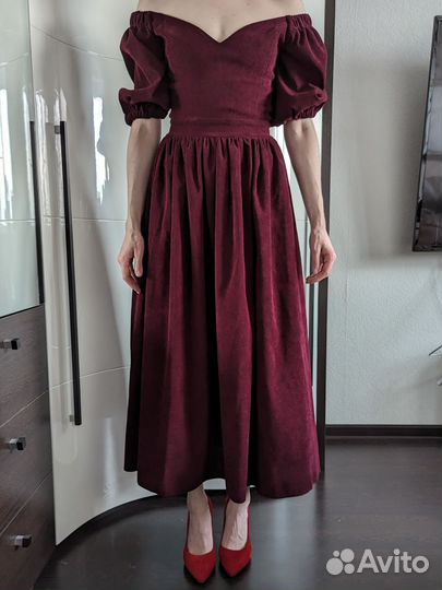 Платье вельветовое бордовое Lipinskaya Brand