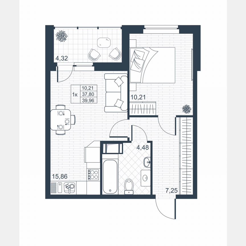 1-к. квартира, 37,5 м², 9/9 эт.
