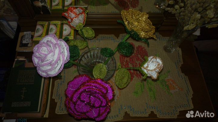 Розы из бисера