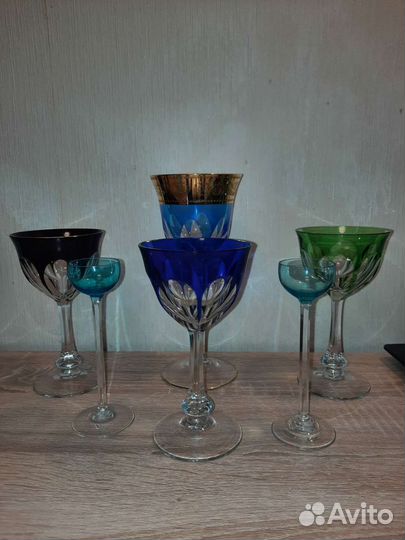 Цветные фужеры бокалы Богемия Zlata Zuzanna Moser