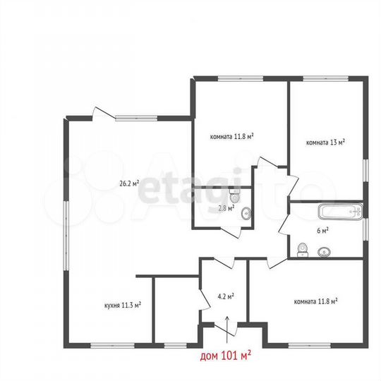 Дом 101 м² на участке 7 сот.