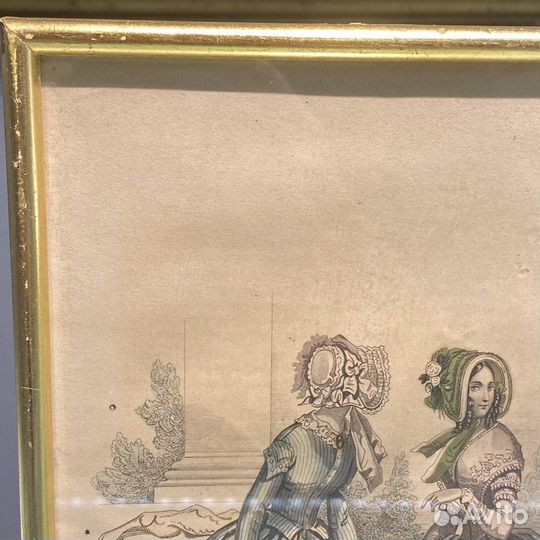 Антикварная литография Мода, 19-й век, Франция