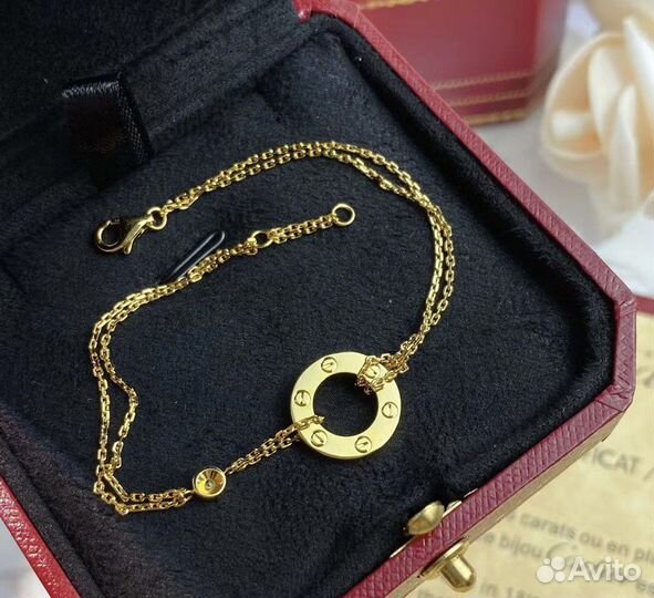 Браслет cartier love на цепочке