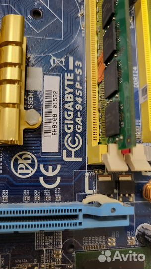 Материнская плата lga775 с процессором и памятью