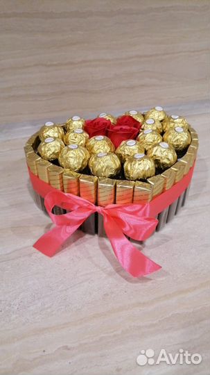 Букет сердце из конфет