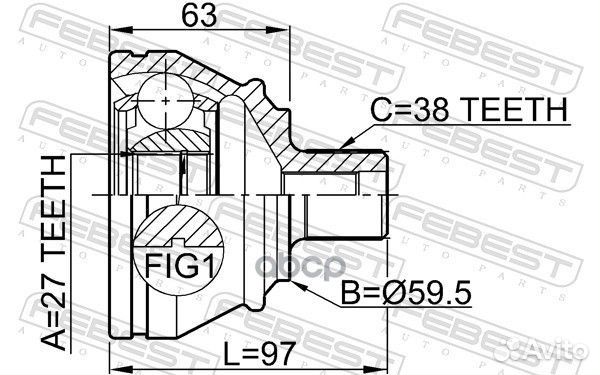 ШРУС наружный 27x59 5x38 (audi A6 avant (4F5) 2