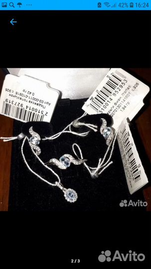 Новое Серебро 925 сапфиры,топазы,роз.кварц