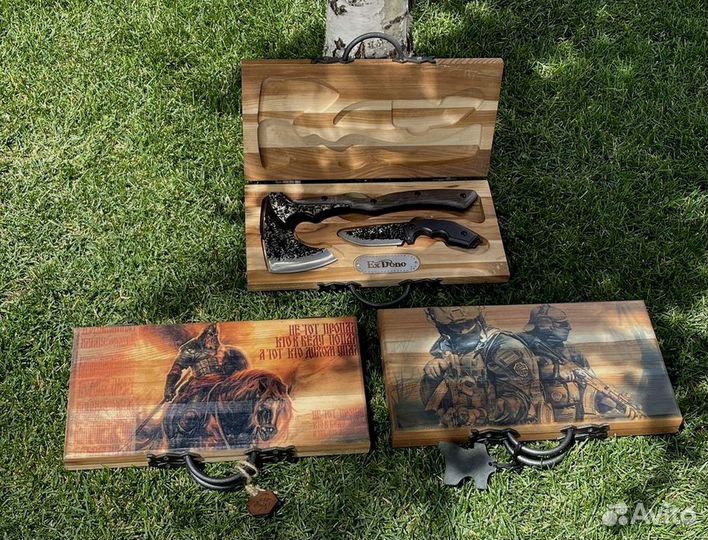 Топор + нод деревянном подарочном кейсе