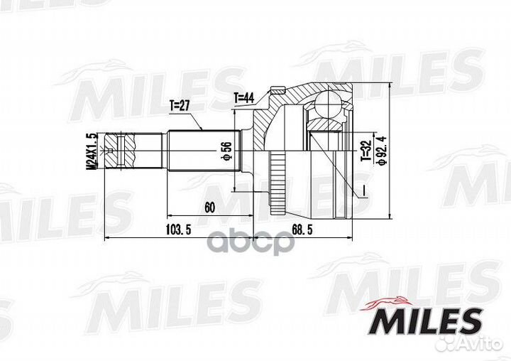 ШРУС nissan primera P11 1.6-2.0TD 96-02 нар. +ABS