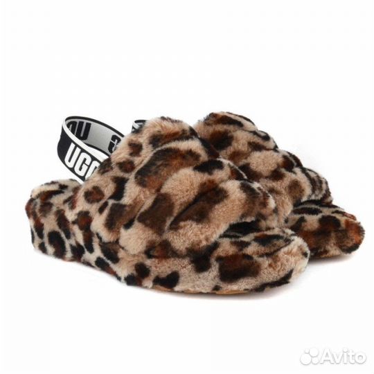 Угги женские тапочки fluff yeah slide leopard