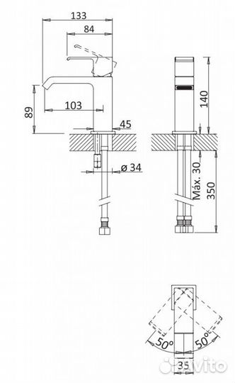 Смеситель для раковины cezares без донного клапана porta-LS1-01