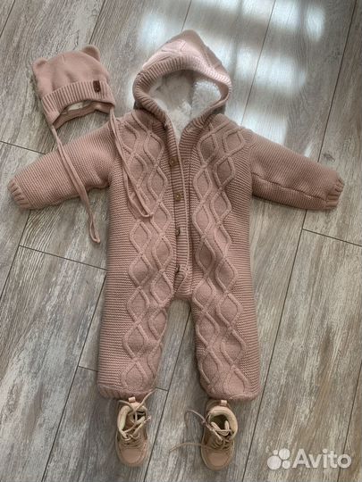 Вязанный комбинезон для девочки 80 размер