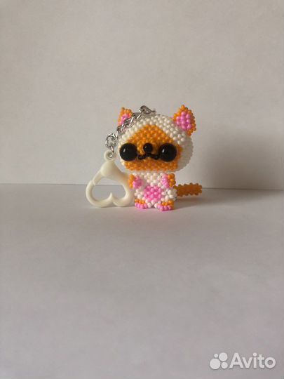 Амигуруми из бисера котик, брелок