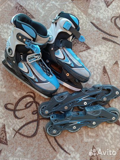 Ролики+коньки детские раздвижные 33-36