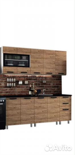 Новая Кухня крафт 2 м дуб золотой со столешницей