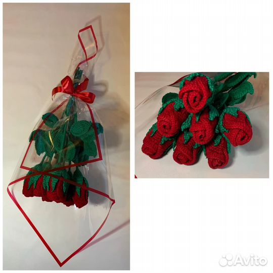 Букет из вязаных роз