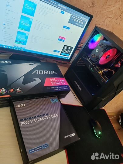 Игровой компьютер i3 12100f+ rx 5700xt+16gb