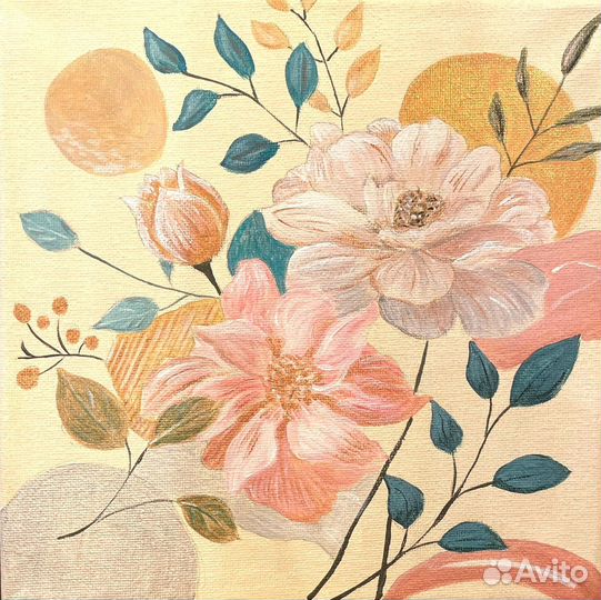 Картина Нежность в цветах ручная работа 20*20