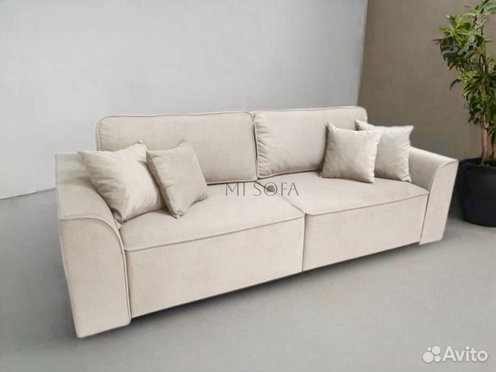Диван новый раскладной Ситтл кремовый велюр