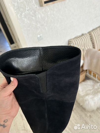 Ботфорты / сапоги зима натуральная замша / кожа