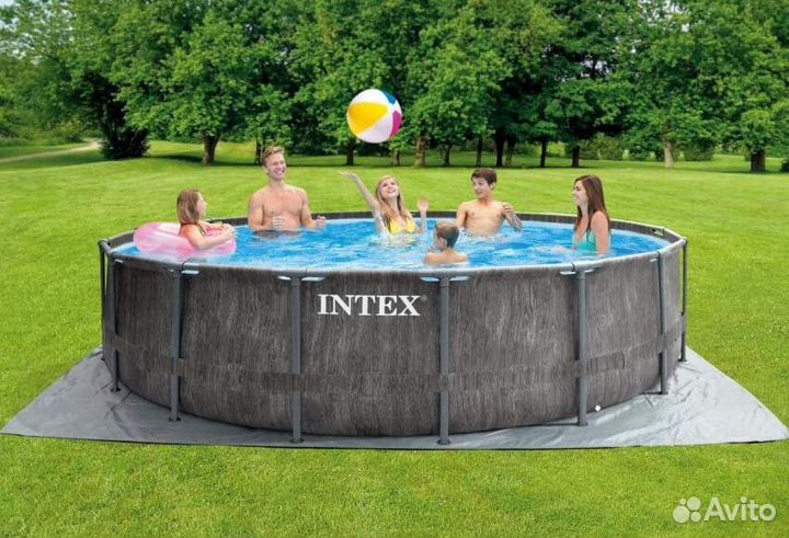 Каркасный бассейн Intex 457x122см сер.дерево 26742