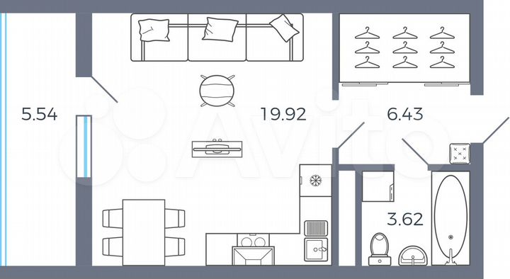 Квартира-студия, 32,7 м², 1/16 эт.