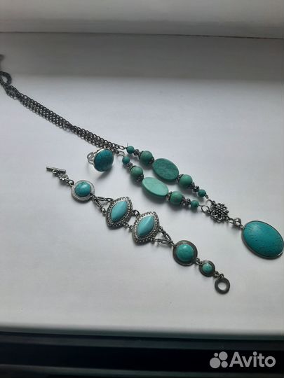 Ожерелье, браслет из бирюзы