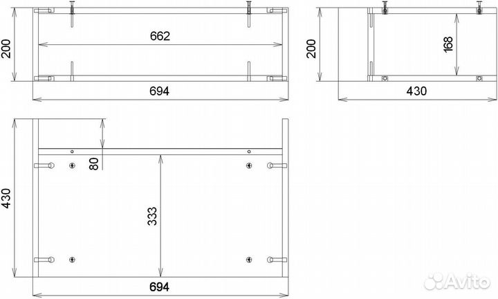 Полка Бриклаер Кристалл 70 под тумбу, дуб гранж песочный