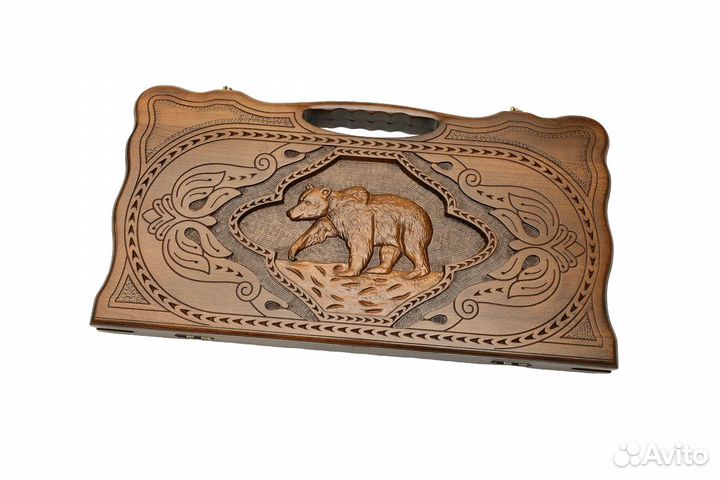 Нарды и шашки резные Непобедимый медведь 61 х 64 см бук Армения 62726