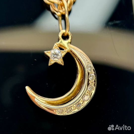 Золотая подвеска полумесяц 585 золото