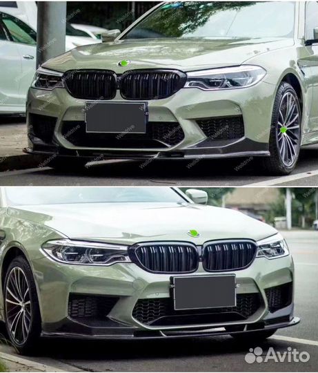 Губа передняя BMW M5 F90 дорест 3D style черная