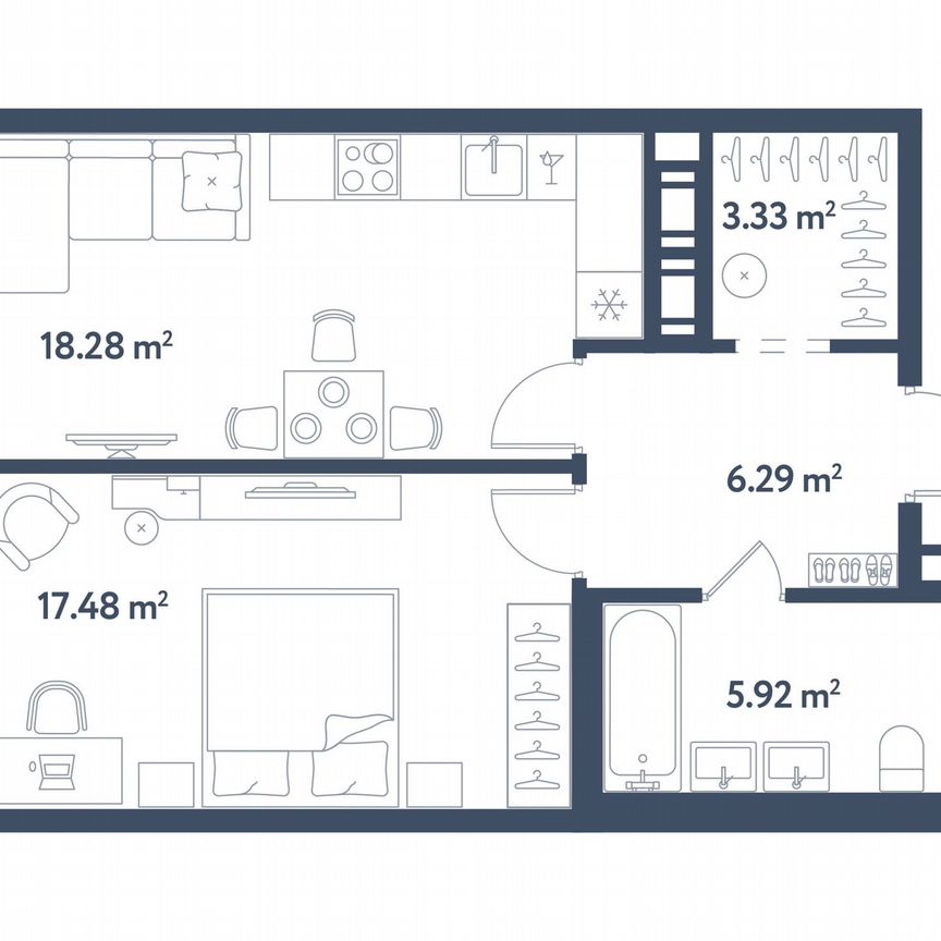 1-к. квартира, 51,3 м², 4/11 эт.