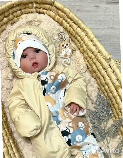 Конверт кокон на овчине утепленный (бежевый)