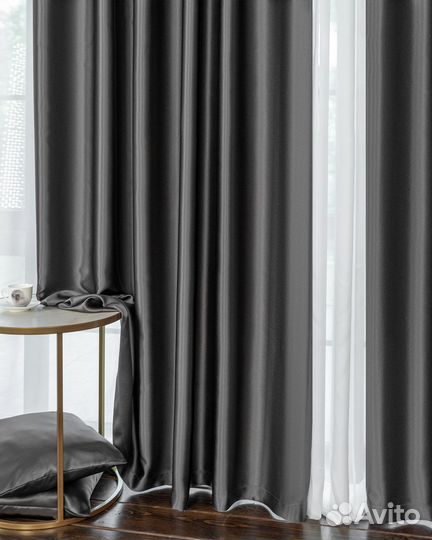 Шторы глянцевые Аврора Графит