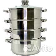 Мантоварка нерж. 24см, индукция, стекл.крышка