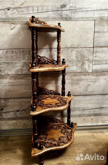 Этажерка деревянная угловая