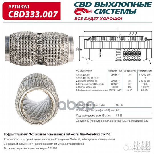55X150 3-Х слойная wire mesh 'CBD333.007 CBD