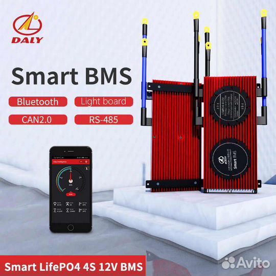 Плата контроля BMS Smart lifepo4 4S 12V 100A DaLy