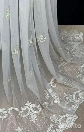 Тюль с вышивкой