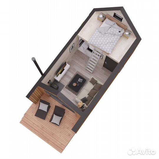 Каркасный дом под ключ 33м2 Барнхаус33