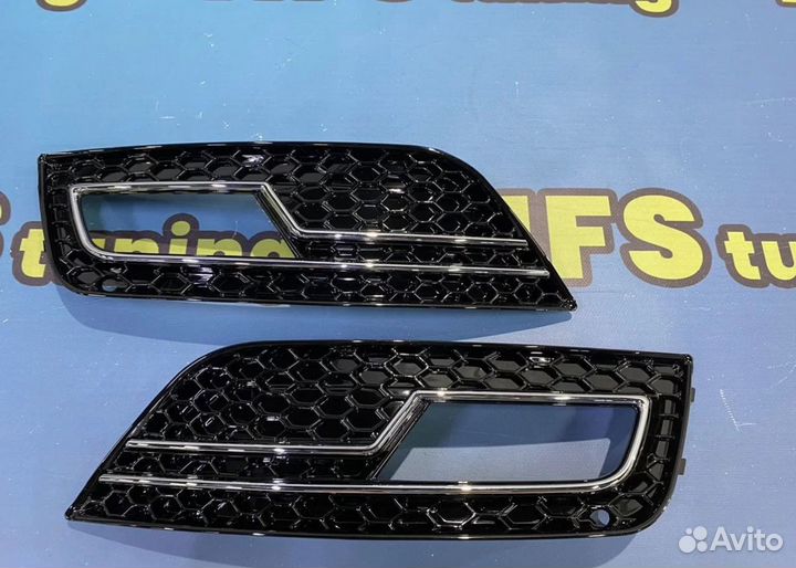 Решетки под птф Audi A4 RS4 B8,5 LCI хром