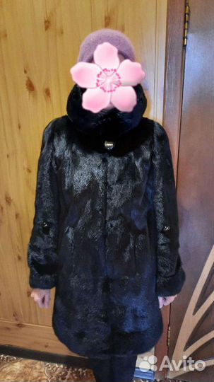 Шуба норковая с капюшоном 46-48