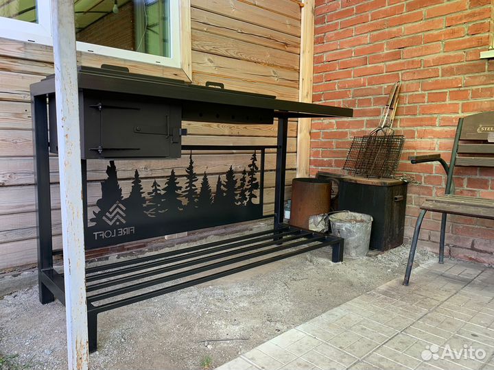 Мангал 3 в 1: мангал + печь для казана + стол