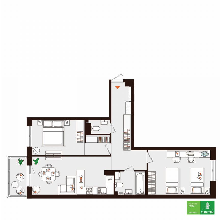 2-к. квартира, 70,8 м², 4/5 эт.