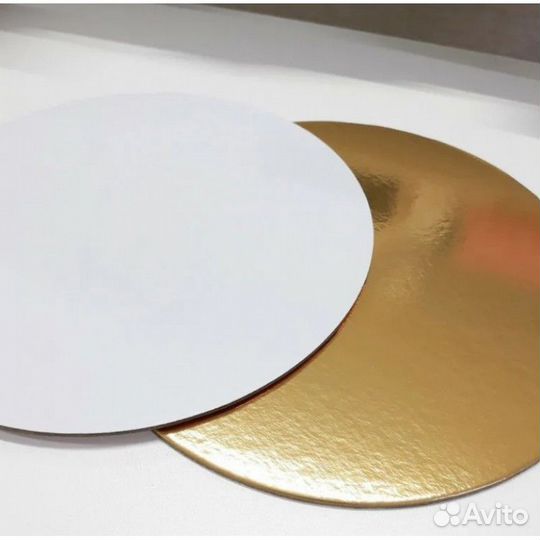 Подложка для торта круглая (зол\бел)d 26 см, 3,2мм