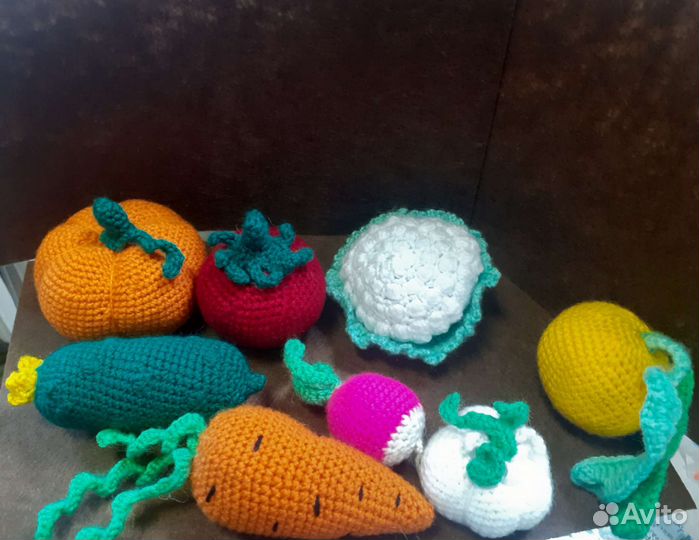 Грибы, овощи вязаные